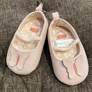 Carters soft sole padded pink butterfly shoes